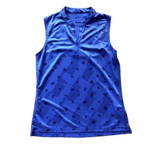 NIKE DRI-FIT Slim Fit S Royal Blue Sleeveless V-neck Pullover Activewear Top